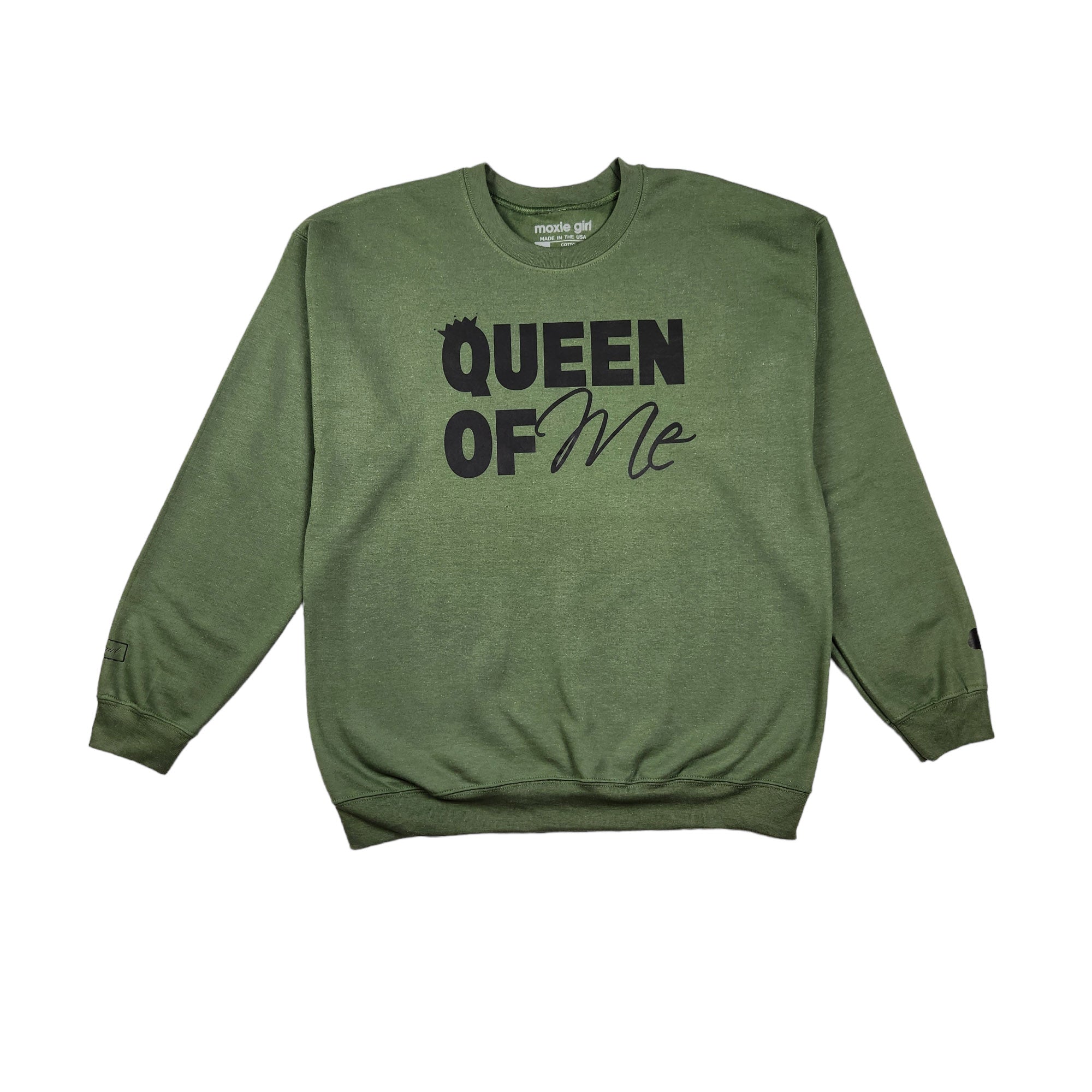Queen of Me Crewneck Sweatshirt – Heathered Military Green